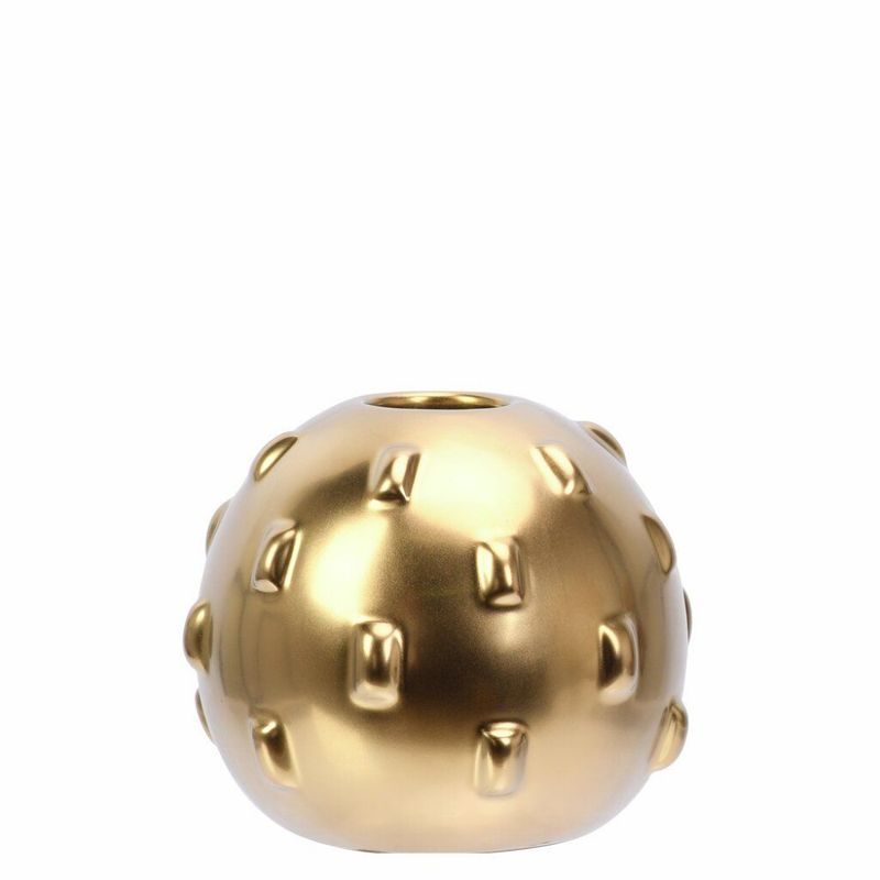 Rund liten vase - gull - D12,5 H11 cm